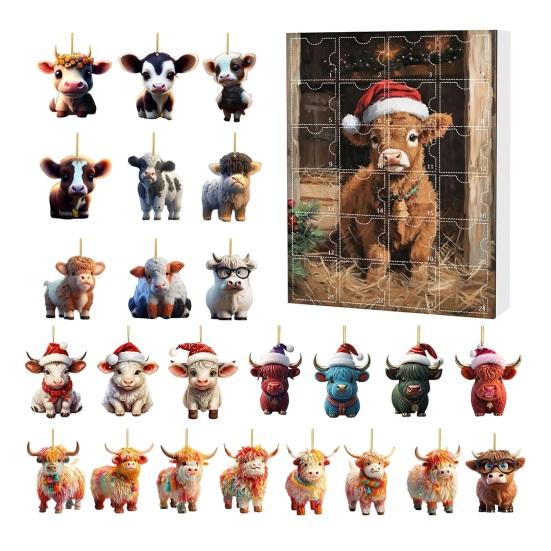 2025 Christmas Advent Calendar 24 Days Funny Cow Countdown Box