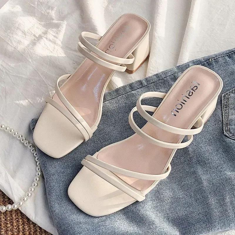 Fashion Women High Heel Sandals Summer Casual Female Shoes Woman Square Heel Open Toe Ankle Strap Ladies Sandalias Wedge Shoe 2025 New