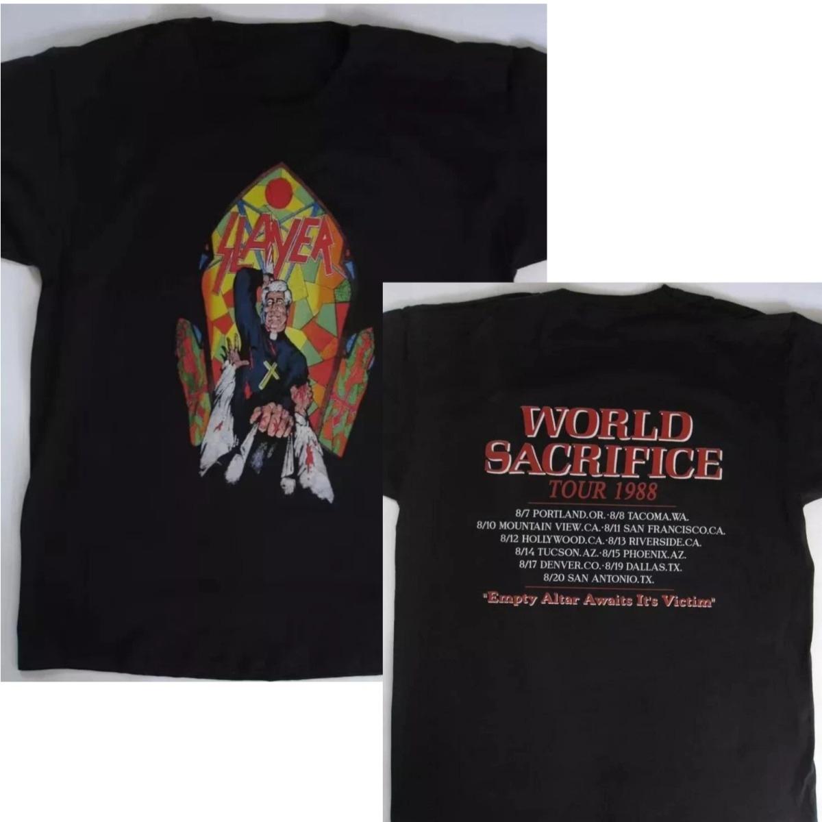 

Vintage Slayer World Sacrifice Tour 88 T-Shirt High-end Luxury Is for Both Men and Women Top Y2k 4XL