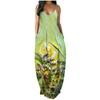 Women Summer  Sunflower Print Sleeveless Plus Size Pullover Long Dresses