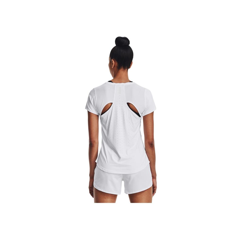 Under Armour Solid Color Crew Neck Short Sleeve T-Shirt Women Tops White 1369764-100