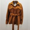 Autumn Winter Long Sleeved Cardigan Women Coats Plus Size Solid Color Casual Loose Simple Lapel Button Woolen Jackets Pockets Lace-up Women's Clothing