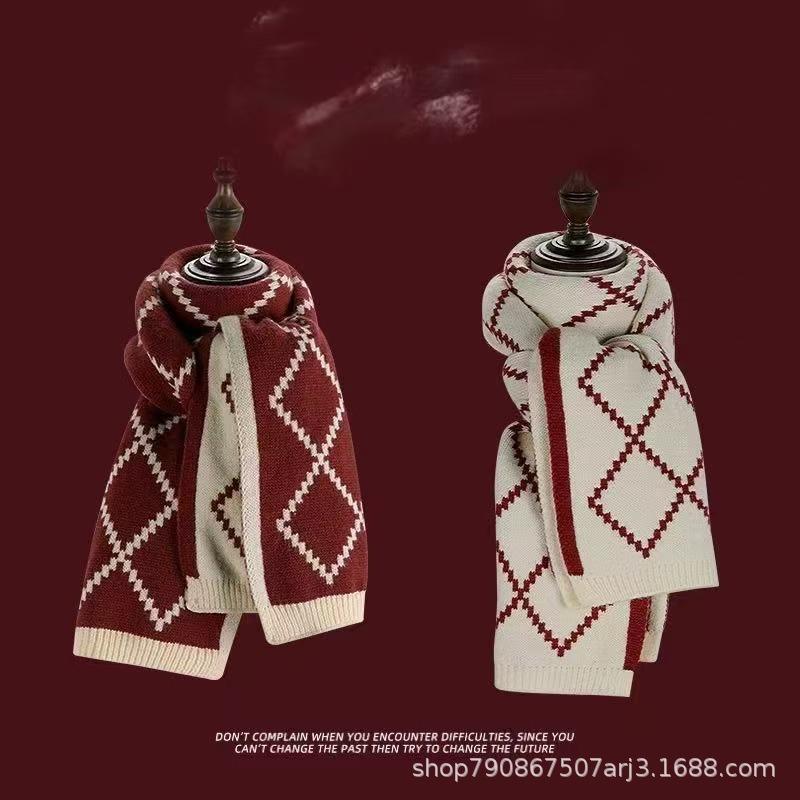 China Red Destiny Women's Scarf Red Versatile Christmas Scarf Winter Knitted Scarf New Year's Scarf