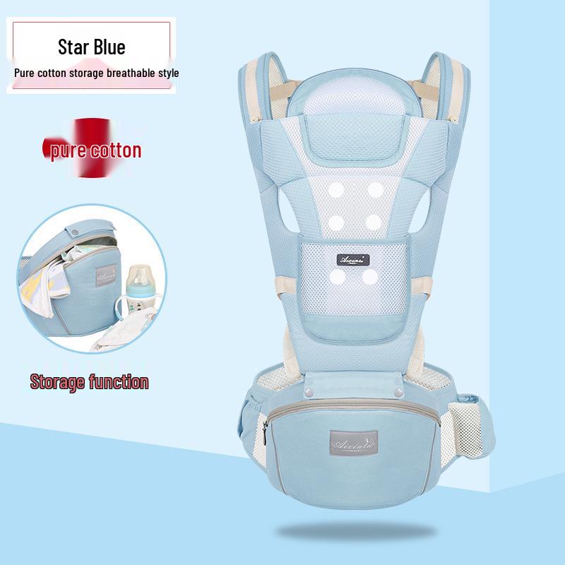 Foldable Baby Carrier Waist Stool: Dual-Use, Breathable & Portable, Front and Back Double Shoulder Baby Holder.