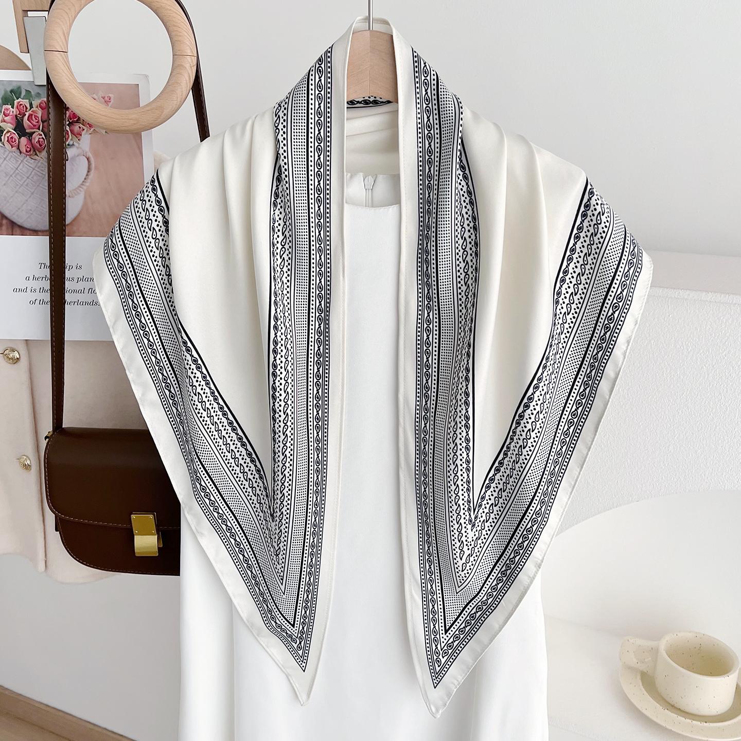 Korean Style Simple Versatile Triangle Scarf Women Summer Sun Protection Neck Decorative Kerchief 140cm белый