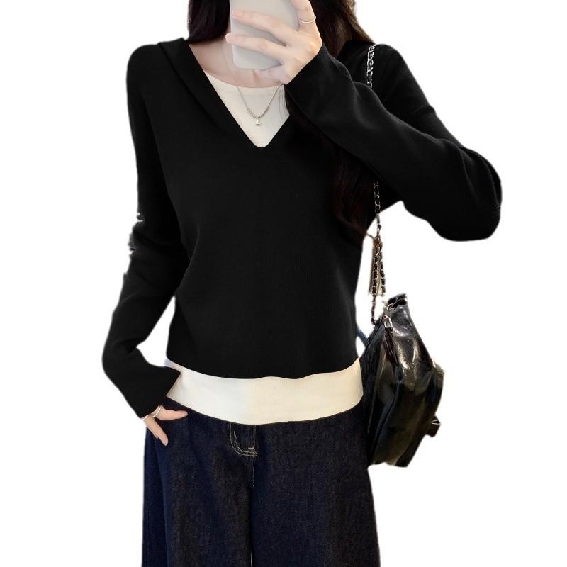 Two-piece Hooded Long-sleeved Sweater for Women In Spring Clothes, New Fashionable Pullover Sweater Top
