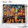 HUACAN Diamond Cross Stitch Landscape Full Square Picture Rhinestones Mosaic Street Scenery