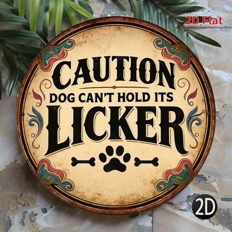 Watch Out for Dog Licks Iron Sign Rustic Style Front Door Porch Living Room Bedroom Decor