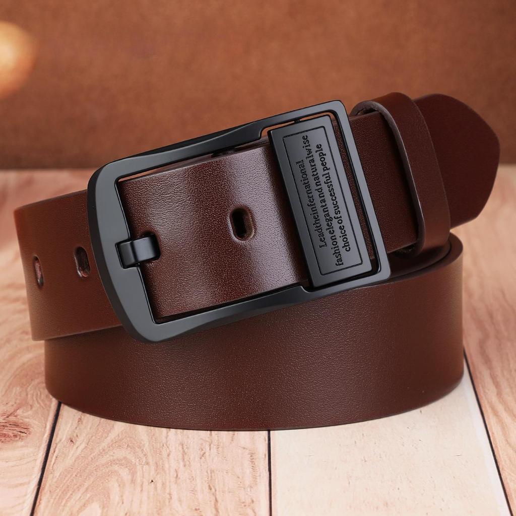 New Leather Cowhide Men's Belt Fashion Metal Alloy Pin Buckle Adult Luxury Brand Jeans Business Casual Waist Male Strap Brand