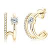 D Moissanite Stud Earrings for Women Girls 925 Silver Original Certified Jewelry Half Hoop Huggie Open C Shaped Earrings