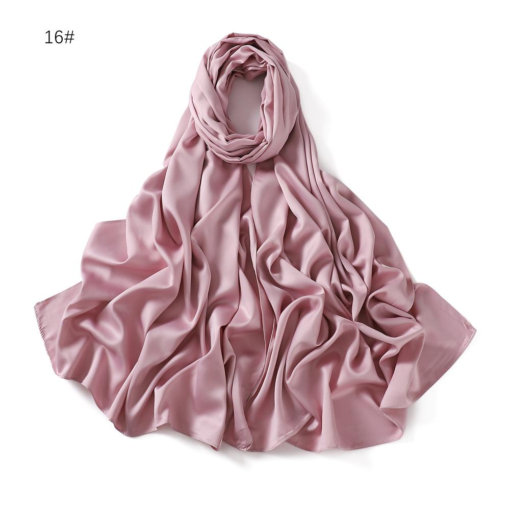 New Luxury Medine Silk Scarf For Women Muslim Plain Hijab Long Shawls Big Size Headscarf Wraps Islamic Turban Headband Bandana
