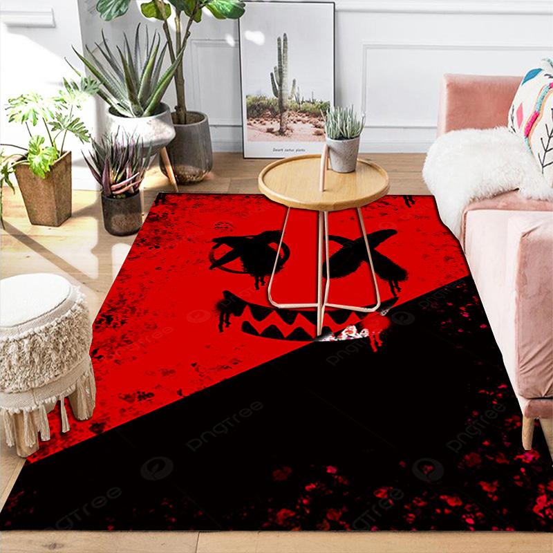 Black and Red Smiley Face Graffiti Rug Floor Mat for Living Room or Bedroom Soft and Comfortable Carpet a Gift for Birthday and Holiday.MFF0918277