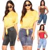 2022 European & American Women's High-Waist Classic Blue Denim Motorcycle Shorts