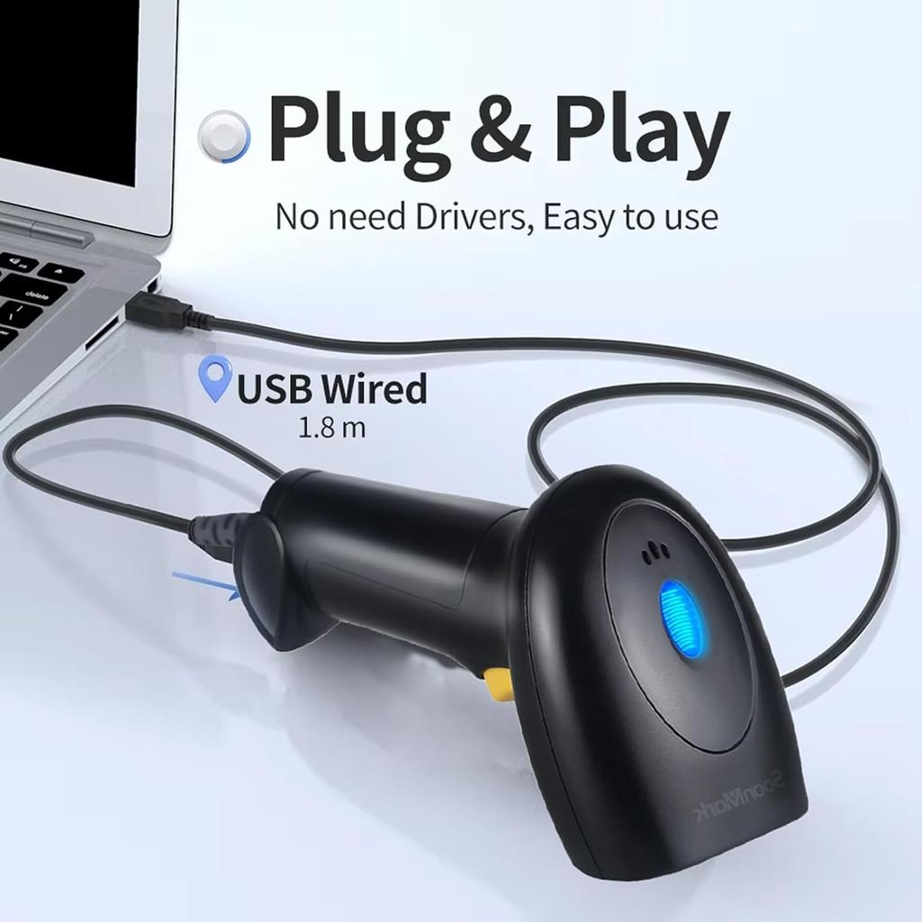 Handheld USB Barcode Scanner Wired 1D Bar Code Reader for Supermarket, Convenience Store, Warehouse