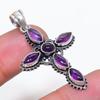 Natural Sage Amethyst Gemstone 925 Sterling Silver Jewelry Pendant 1.85" AP-14390