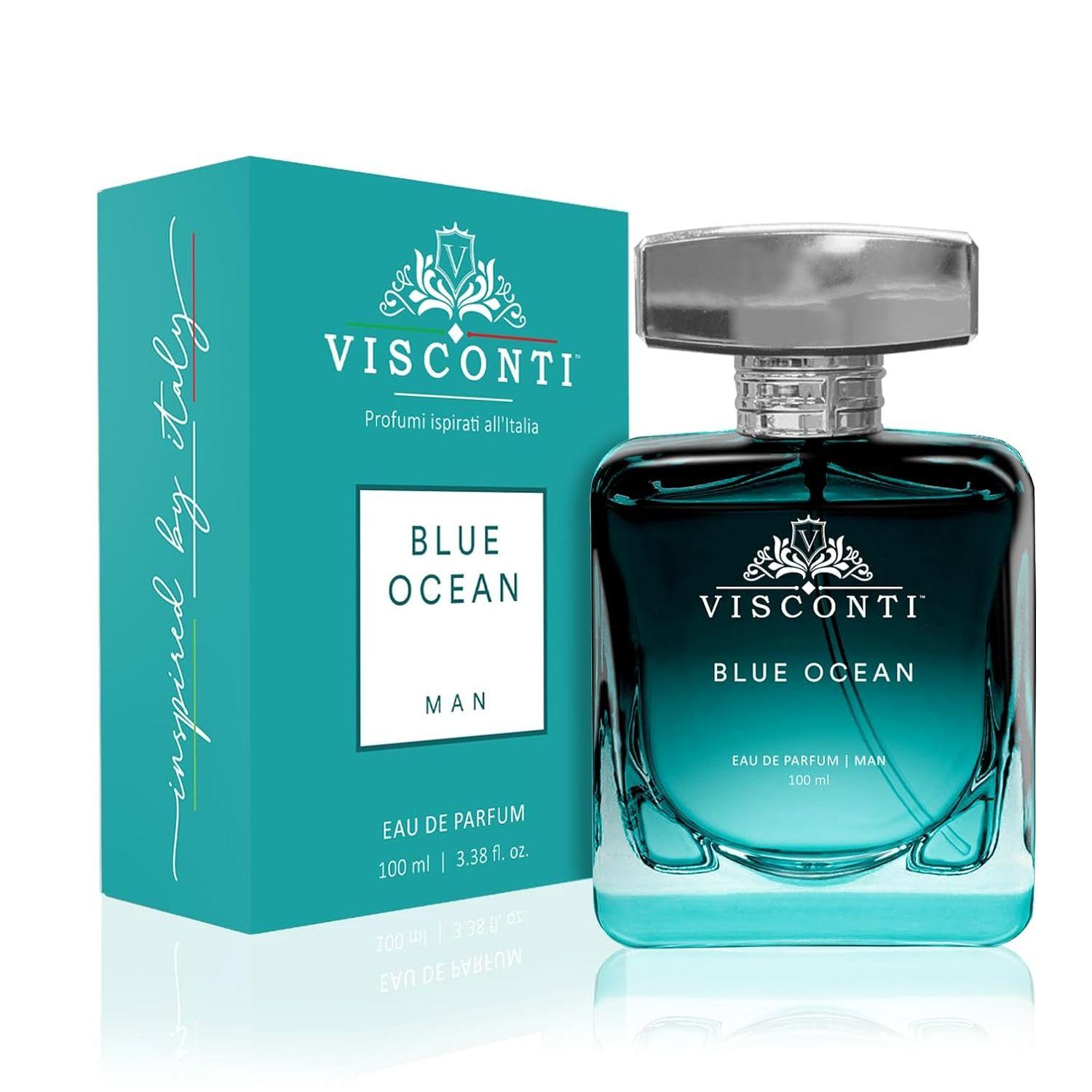 

Visconti Blue Ocean Туалетная вода для мужчин Туалетная вода Водный аромат с цитрусово-фруктовыми нотами, мускусом и кедром Долгоиграющий аромат 100ML