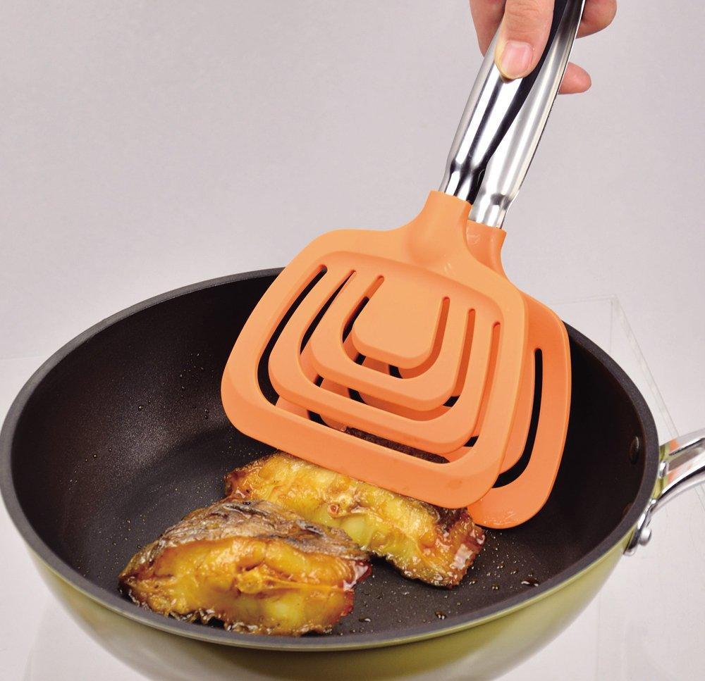 Pearl Metal Fish Tongs Orange Frying Pan Attachment Tool Made In Japan C-8427