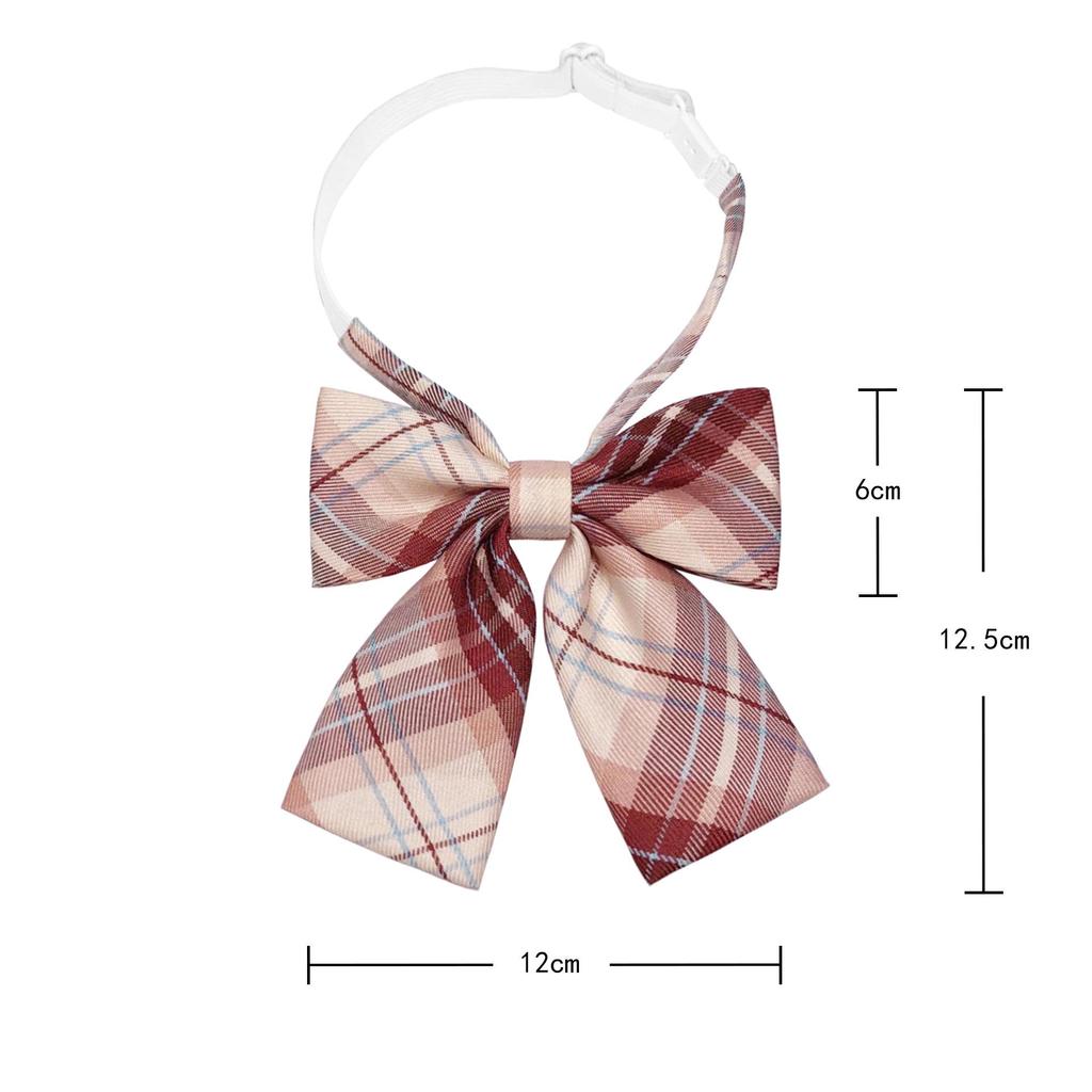 Unisex JK Collar Plaid Bowknot Flower Set - Polyester Cotton Student Uniform Accessory