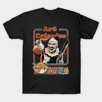 T-shirt Homme Noir Imprimé Art Crispies Clown Sinistre - Hachara Tayra #15411 Impression sur Papier de Transfert Sans Découpe Coton