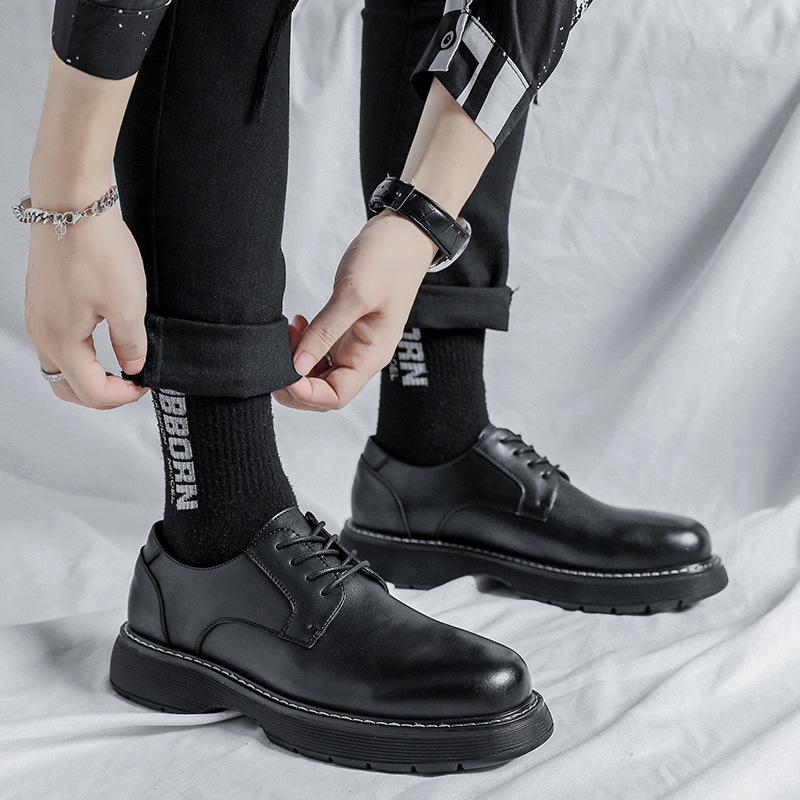 Small Leather Shoes Men'S British Trendy Business Dress Round Head Korean Version Big Head Low Top Martin Shoes 86235-R