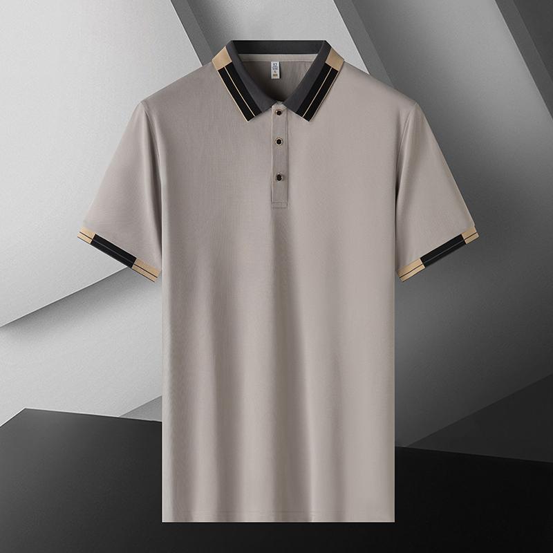 

POLO Shirt Men s Top T-shirt Short-sleeved Polo Shirt Lapel Ice Silk Quick-drying High-end POLO Shirt 2XL хаки