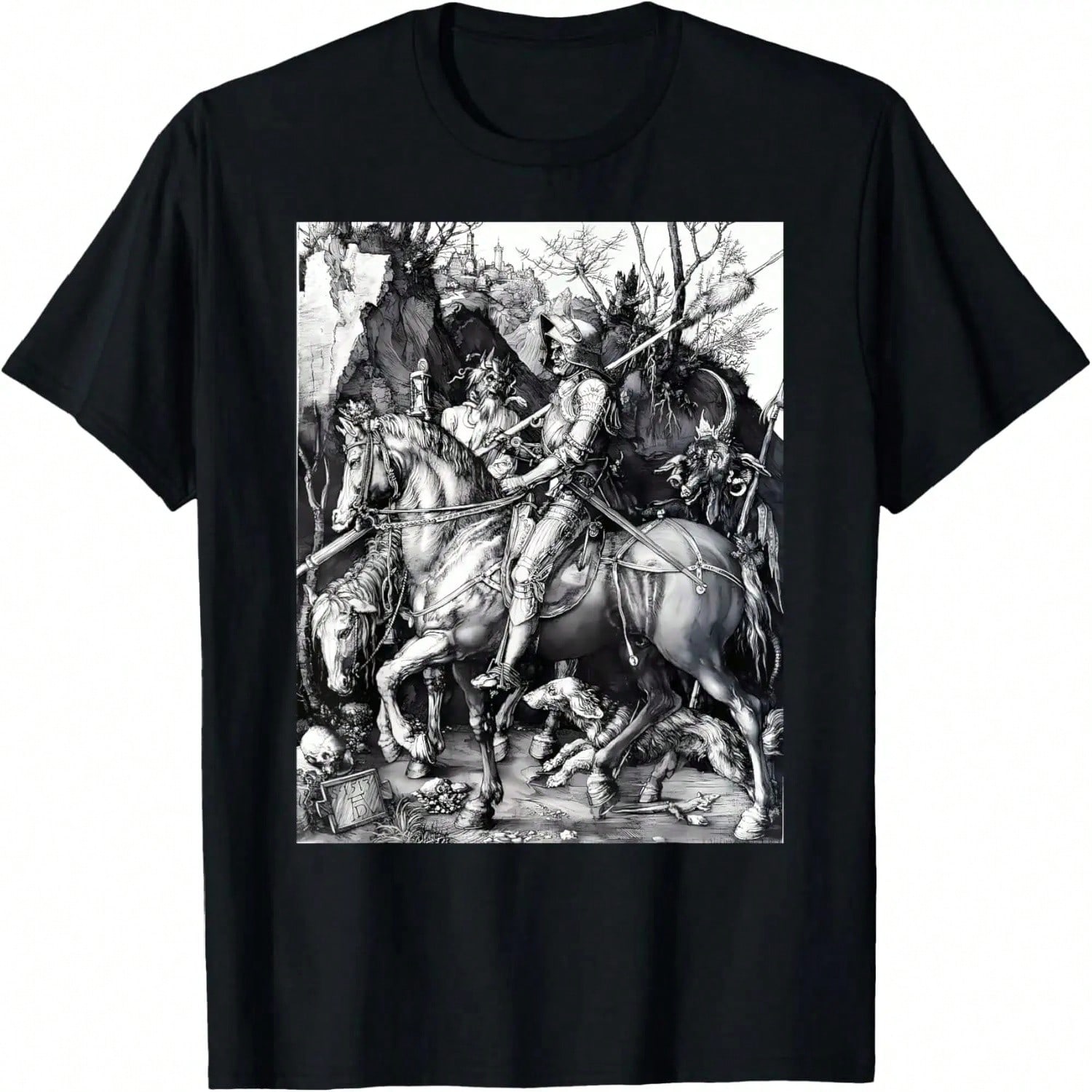 The Knight, Death And The Devil By Albrecht Durer T-Shirt S разноцветный