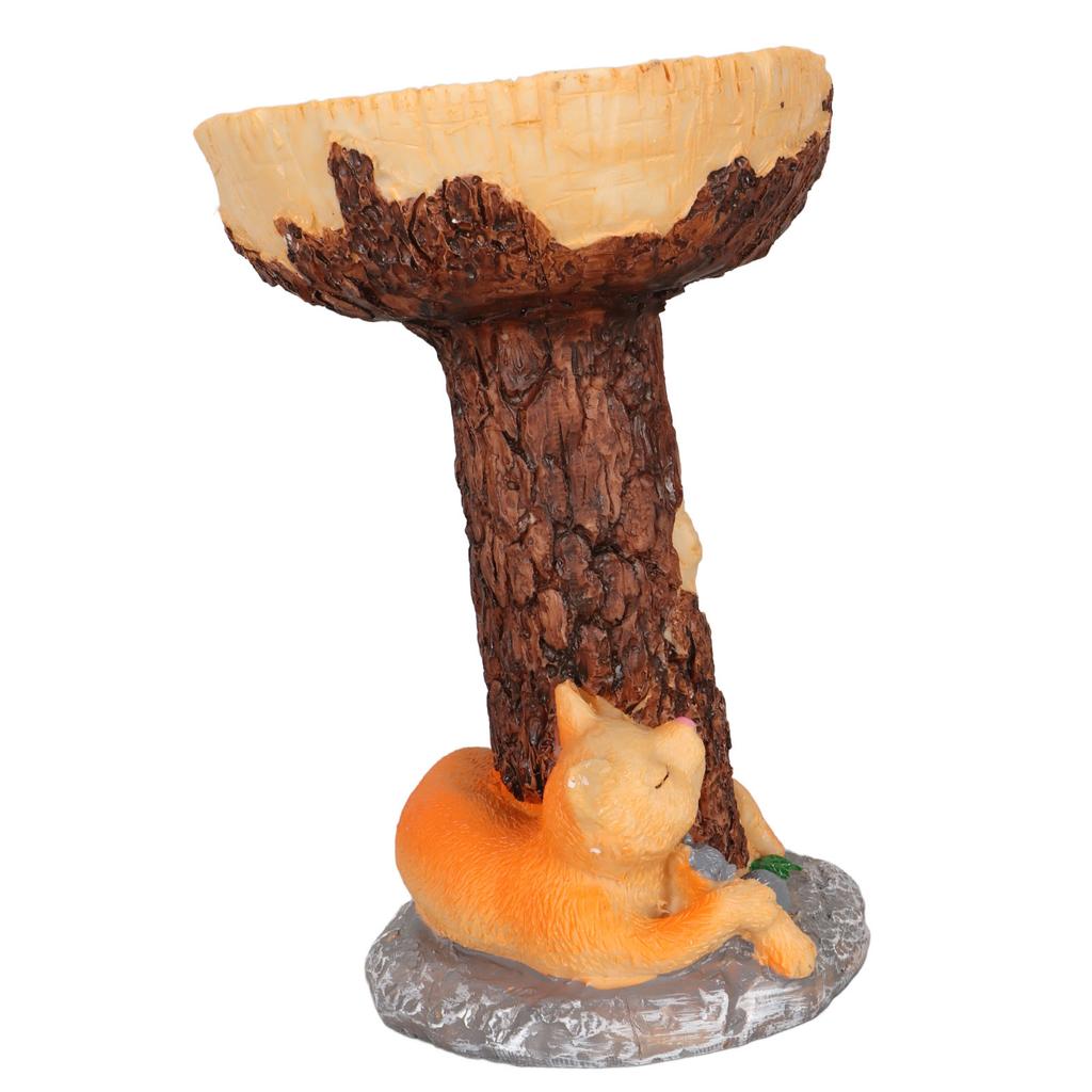 Cat Bird Bath Statue Durable Resin Bird Bath Bowl Exquisite Decorative Bird Feeding Statue for Courtyard Balcony