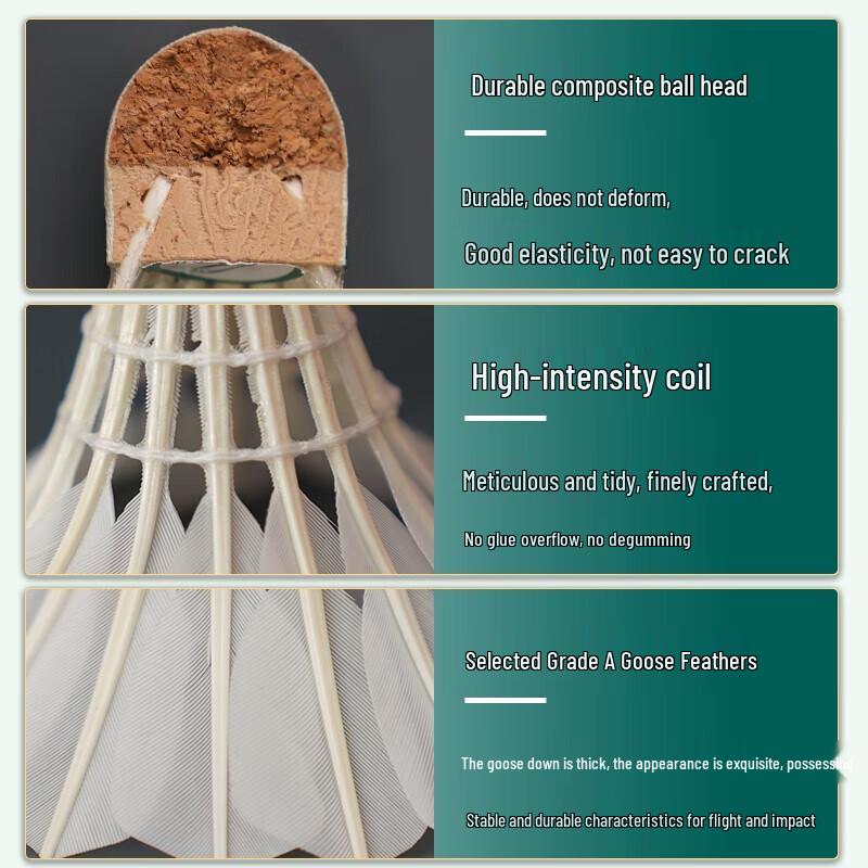 Double Fish Professional Goose Feather Badminton Shuttlecocks (12-Pack)