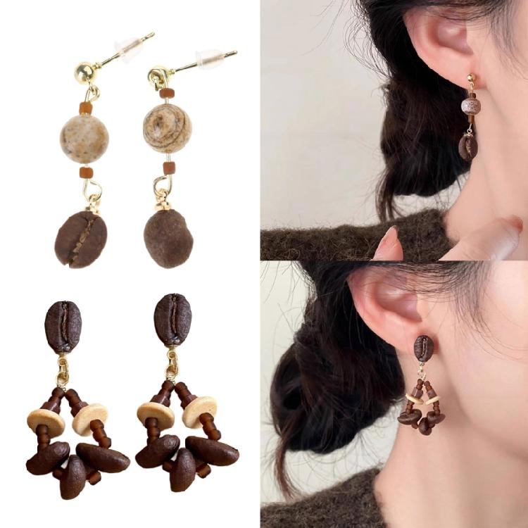 Trendy Coffee Bean Studs Earrings Comfortable Dangle Earrings Accessory Fashion Ethnic Style Jewelry for Coffee Lovers