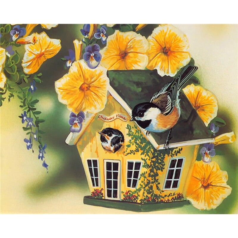 5D DIY Diamond Painting Bird's Nest Flower Diamond Embroidery Animal Cross Stitch Full Round Drill Home Decor Manual Gift