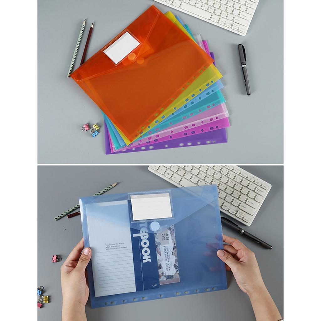 A4 File Folder Clear Document Bag Document Folder with 11 Hole Edge Paper Storage Bag School Office Supplies