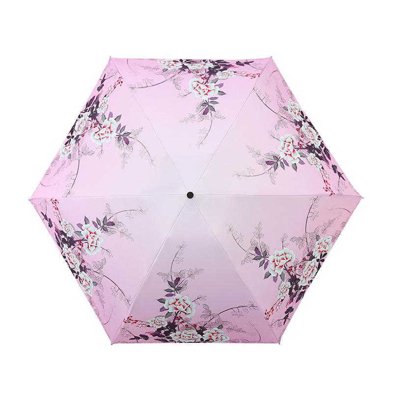 Мини-зонт от дождя и солнца Женский 50% скидка Защита от солнца УФ-защита Складной зонт-трость Маленький портативный Цветочный карманный зонт