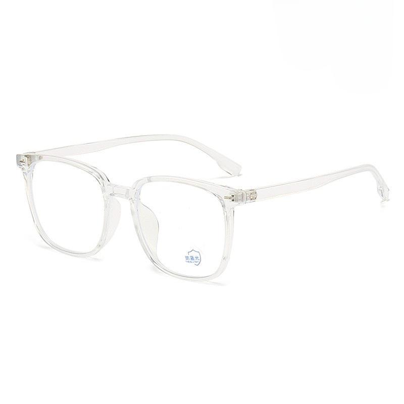 Fashionable Square Myopia Glasses for Men and Women, Flat Light Glasses, Polygonal Glasses, Soft Black Anti Blue Light Glasses