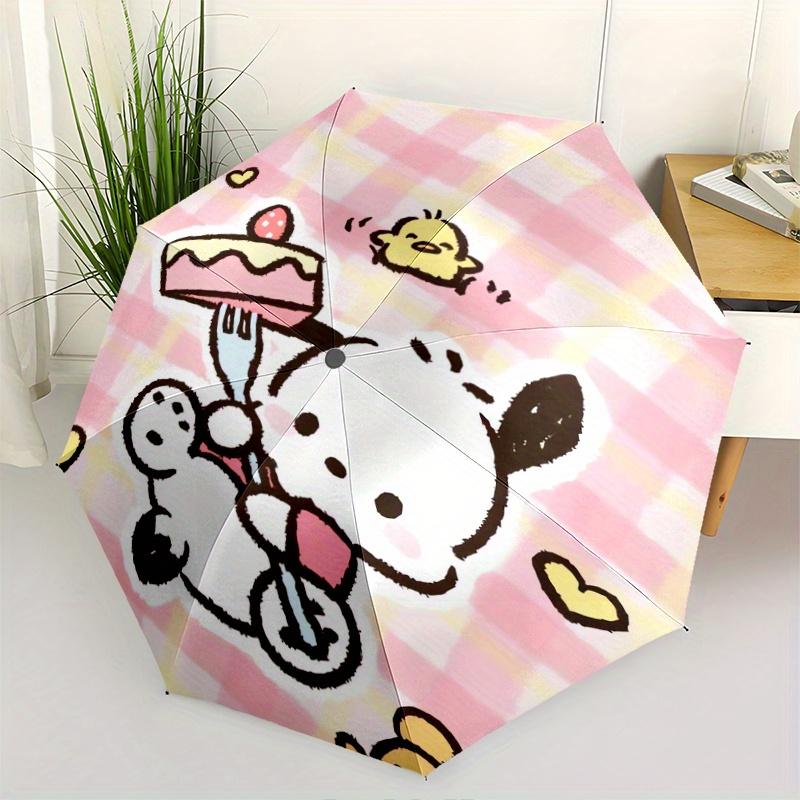 

Pink Grid Cake Pochacco Automatic Opening and Closing Cartoon Umbrella - Lightweight 3-Fold Design, Suitable for Fans, Travel, Daily Use - Official Pr
