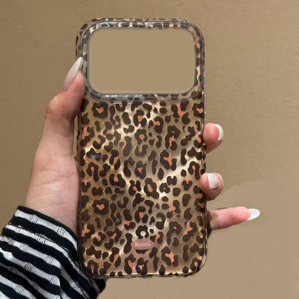 Korean Amber Gold Leopard Print Phone Case for Iphone 17 Air 16 15 14 13 11 12 Pro Max 7 8 Plus X XS XR SE 2022 2020 16e Cover
