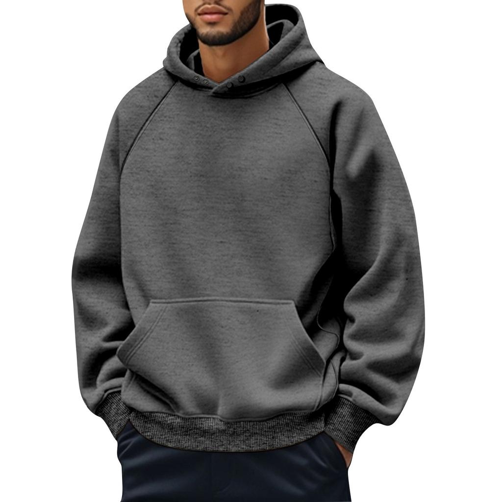Men's Casual Fleece-Lined Hoodie With Drawstring - Pullover Sweatshirt Athletic Long-Sleeve Shirt