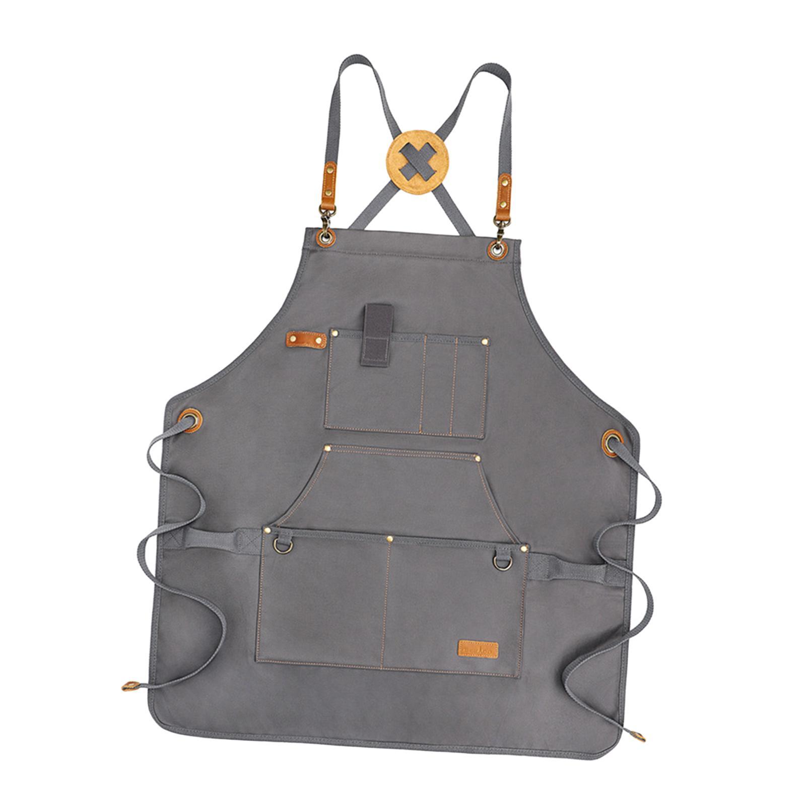 

Canvas Apron Baking Bib Apron Multifunctional Outdoor Apron Chef Apron for Women and Men Camping Artist Painting Baking Kitchen серый