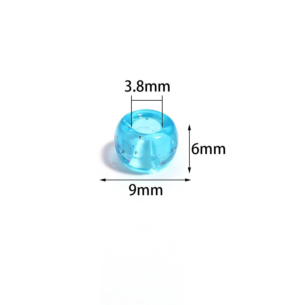 200pcs/lot Colored Acrylic Big Hole Beads For Jewelry Making Loose Spaced Round Bead DIY Bracelet Necklace Accessories Wholesale