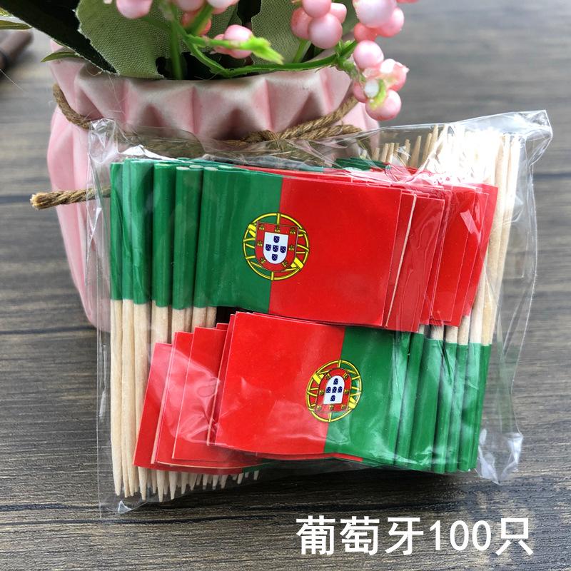 100Pcs Disposable Flag Toothpicks, Food Picks with Mini Flags for Fruit Cocktail Cake Steak, Bar Party Decorative Skewers