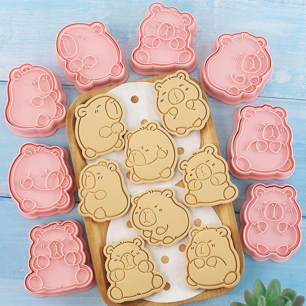 8pcs Capybara Cookie Cutters Biscuits Embosser Dessert Bakewares for Birthdays Weddings and Holidays Celebration