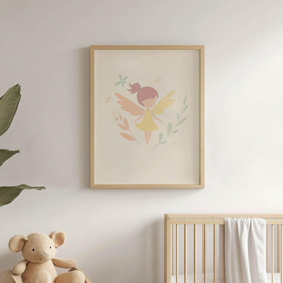 Plakat Mała Wróżka W Różowych Włosach Plakat Mała Wróżka W Różowych Włosach, 30X40 Cm, Rama Drewniana Ciemny Brąz, Papier Matowy 230 Gsm