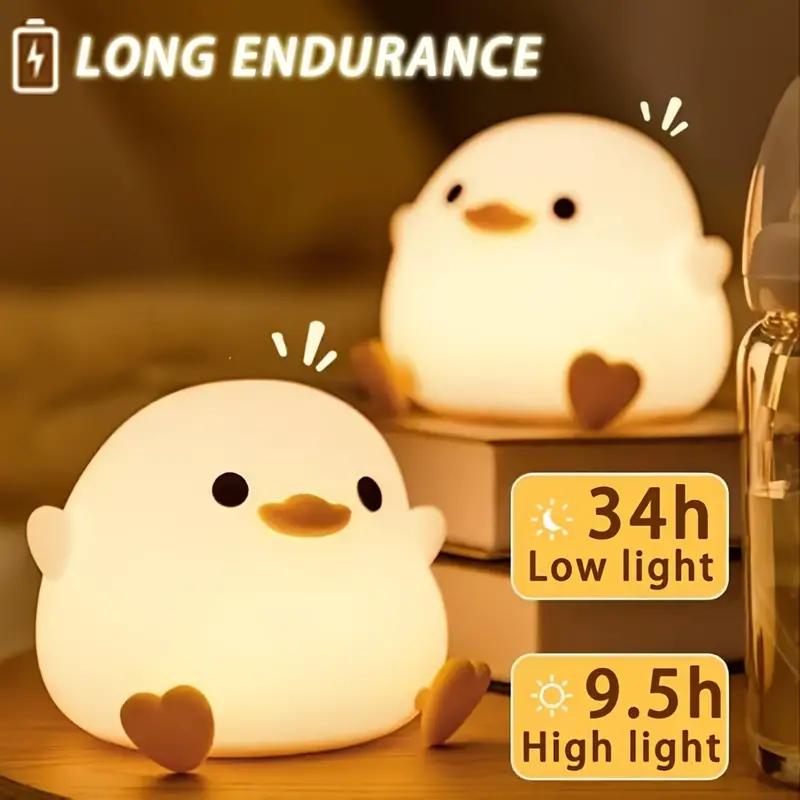 Xiaomi Creative and Cute Silicone Pat Light USB Charging Bean Duck Night Light Atmosphere Light Bedroom Bedside Ornament Rechargeable