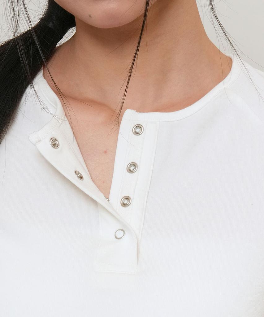 GENERALIDEA Snap Henley Neck T-Shirt [White] / Gf2Lts528