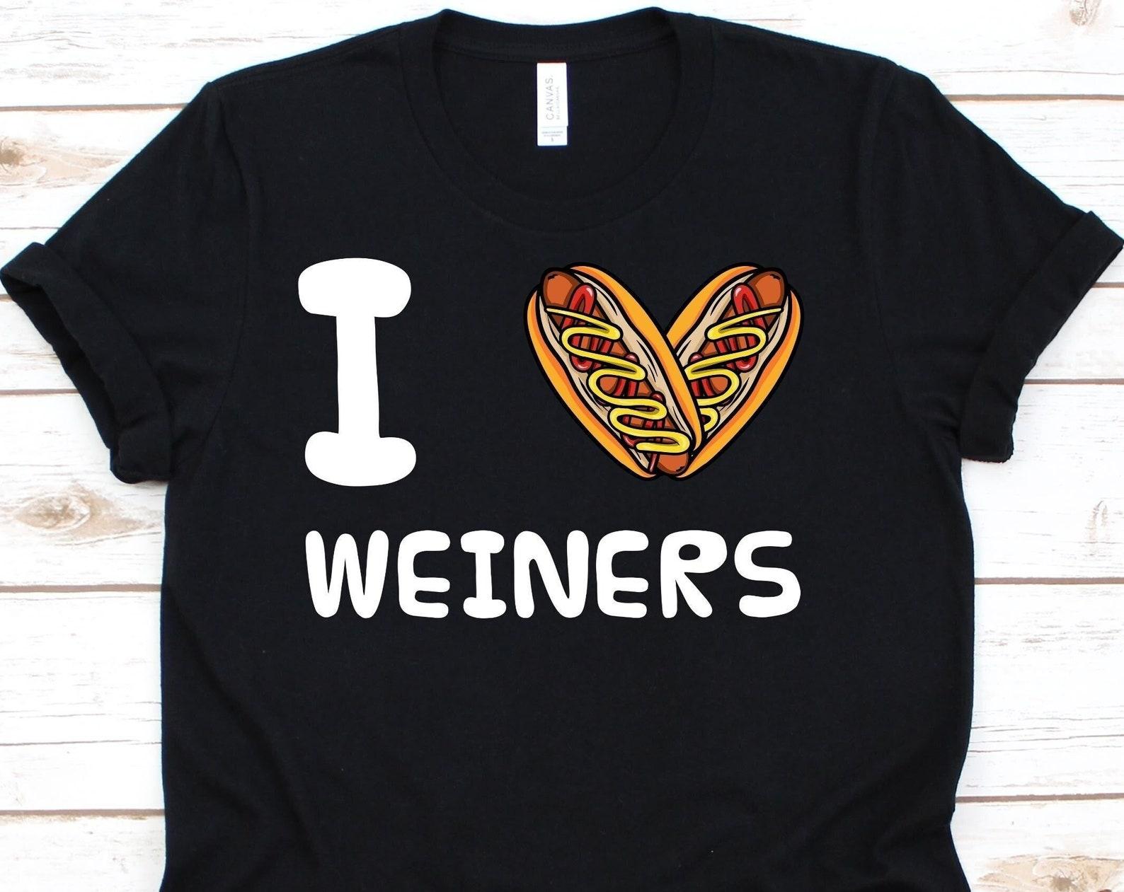 I Love Weiners Shirt, Funny Hot Dog Lover Gift, Hotdog Sandwich Shirt, Hot Dog Shirt, Dog Lover, Dachshund, Sausage Dog, Franks, Frankfurter 2XL