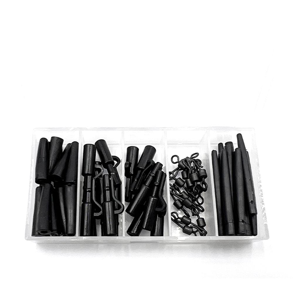 60Pcs Carp Fishing Tackle Box Carp Clip Fishing Tackle Tool Anti Tangles Sleeve Stopper Tail Carp Terminals Tackle Set