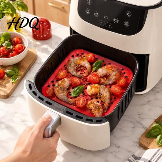 Oil Drainage Air Fryer Tray Reusable Silicone Liners Non-Stick Food Grade Basket for Pot