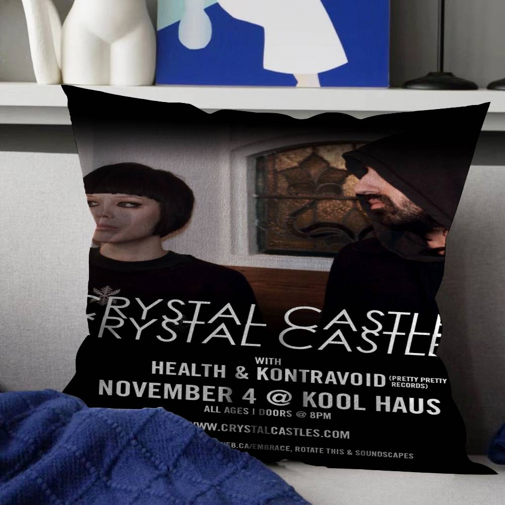 Poster Band CCrystal Castles Cushion Cover Polyester Sofa Cushions Decorative Throw Pillows Home Decoration Pillowcover