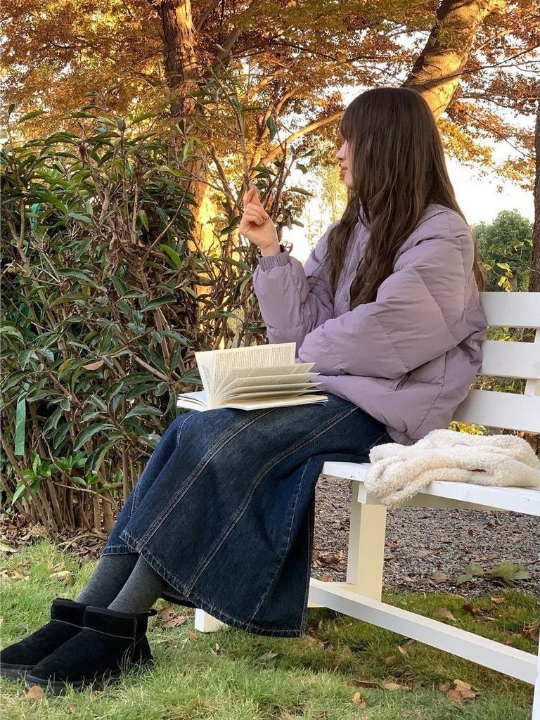 Women's American Retro Korean Style High-Waist Denim A-line Skirt - Washed Blue