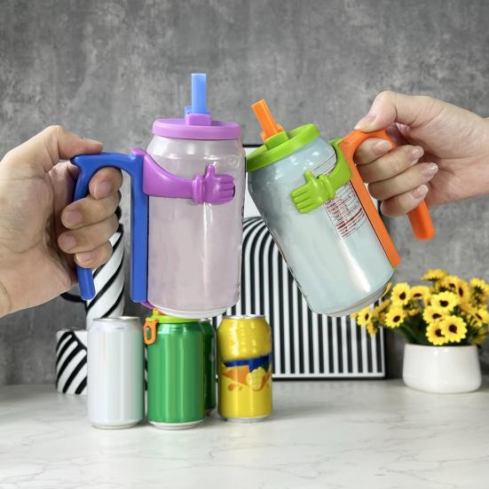 Soda Can Holder And Lid for 12oz Cans Reusable Drink Holder with Handle Insulated Soda Beer Holder for Picnics Home