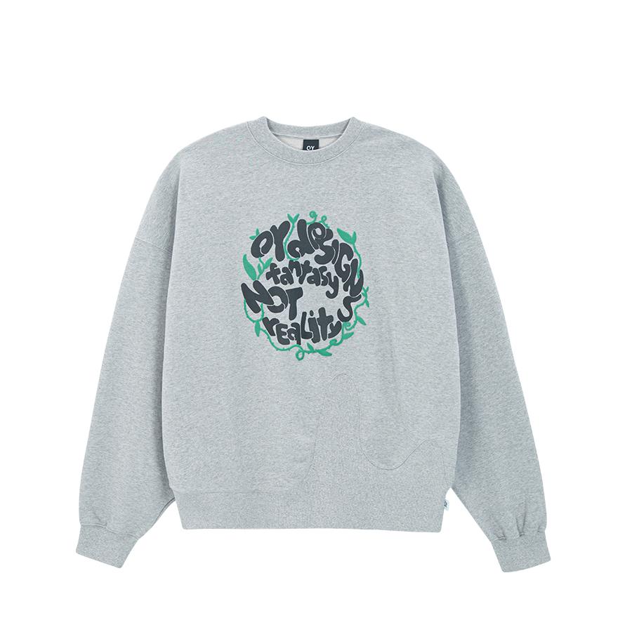 Толстовка Oy с вырезом-волной и логотипом в рубчик - Серая Grey/1Size